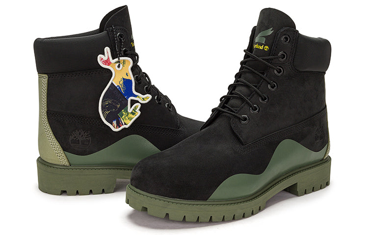 Timberland Heritage 6 Inch Waterproof Boot 'Black Nubuck with Green' A5UYWW