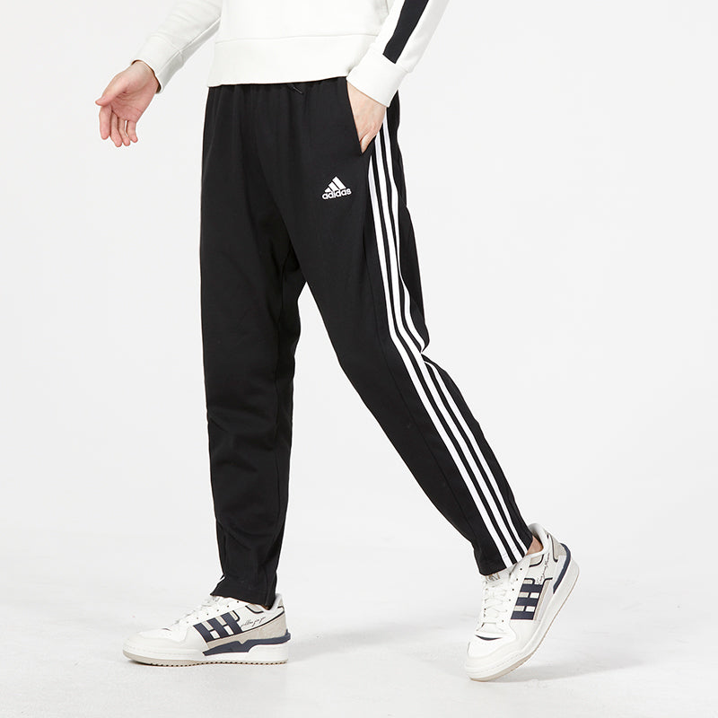adidas Logo Essentials Single Jersey Tapered Open Hem 3-Stripes Pants IC0044