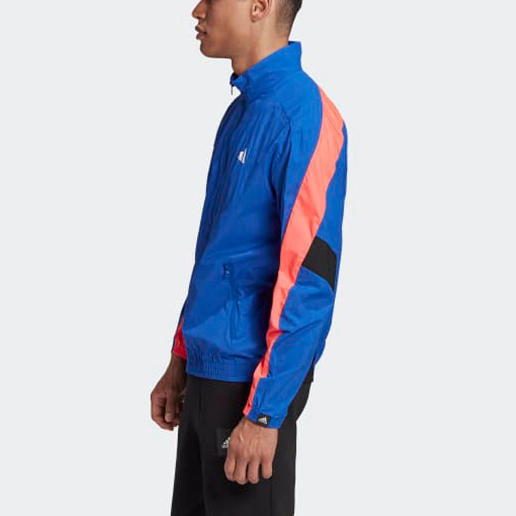 adidas M Urban Q3 Tt Contrast Color Stitching Logo Sports Stand Collar Woven Jacket Blue FS4048