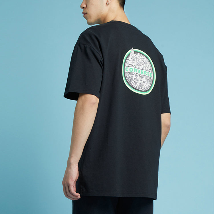 Men's Converse Logo Printing Round Neck Short Sleeve Black 10022786-A02