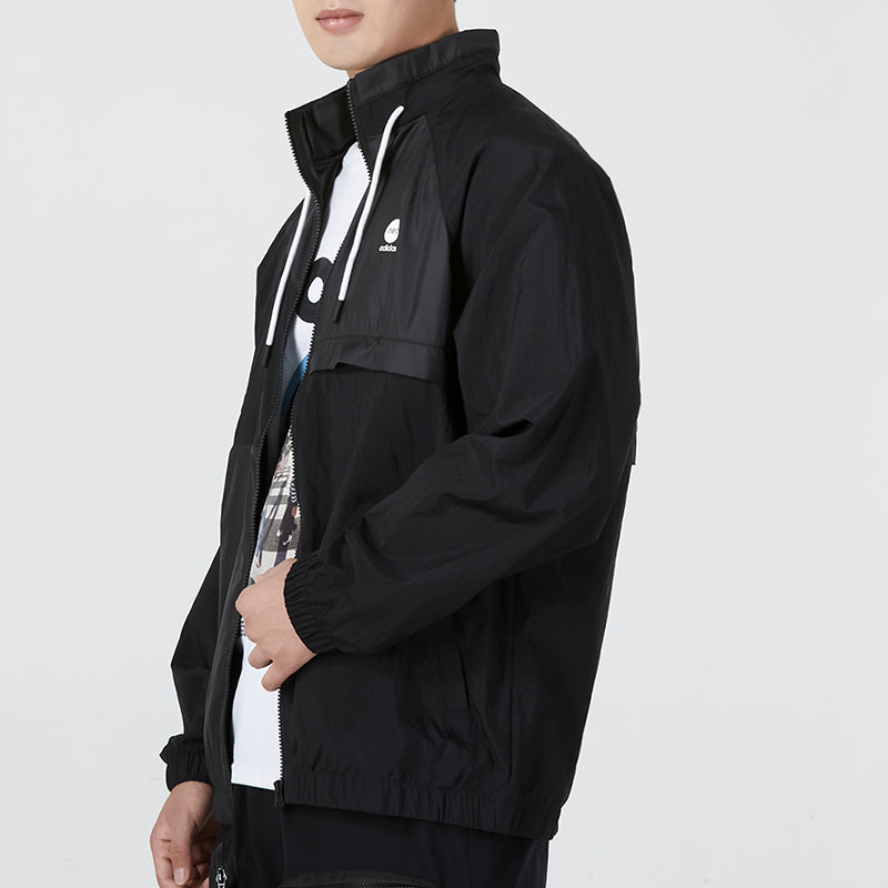 Men's adidas U Vbe Wb 3 Athleisure Casual Sports Stand Collar Windbreaker Jacket Black HN4751