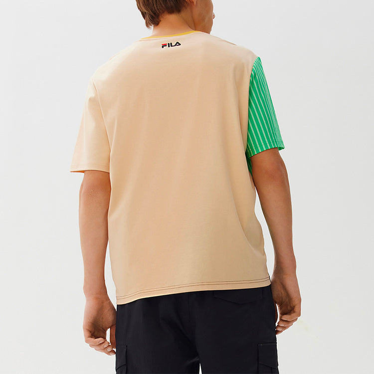 FILA Contrast Color Stitching Logo Short Sleeve Blue F11M128164F-ZA