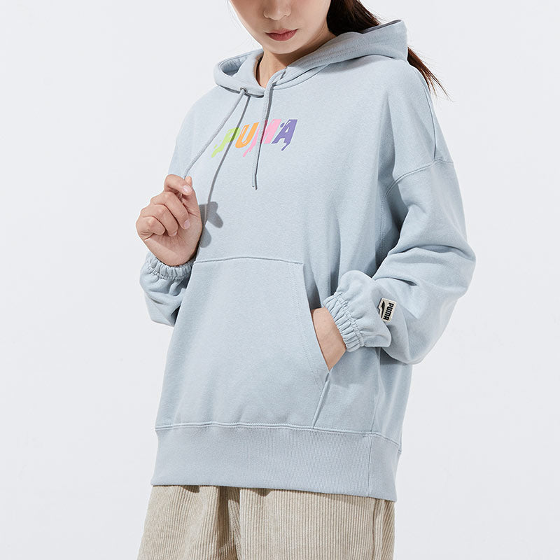 (WMNS) PUMA Downtown Logo Hoodie 'Teal' 533049-71