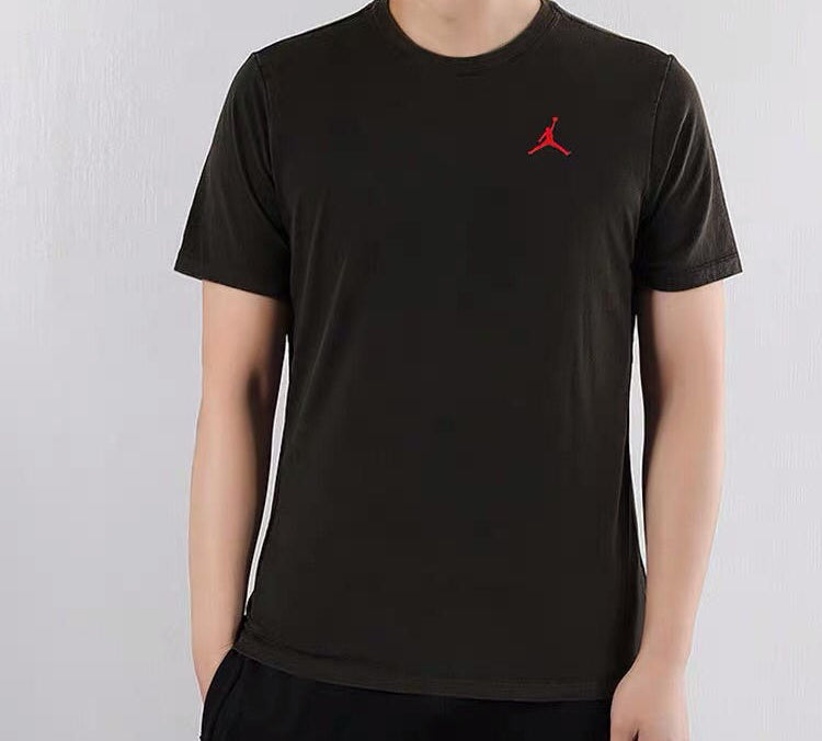 Air Jordan Back Printing Flying Man Retro Short Sleeve Distress Black AQ3735-010