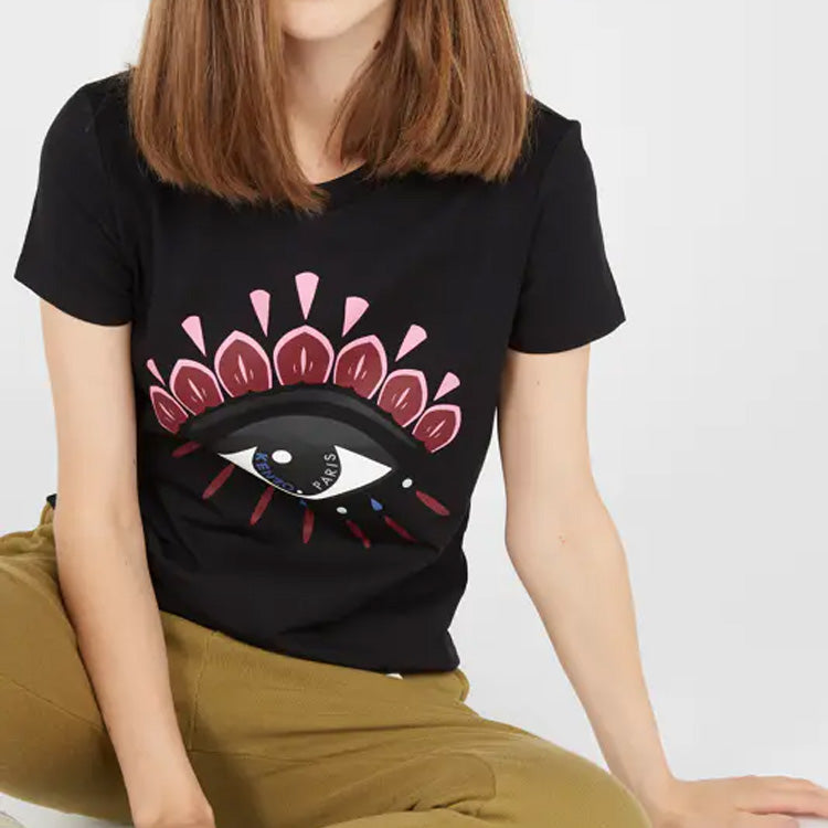 KENZO Large Eye Pattern Printing Short Sleeve Black F962TS7334YD-99
