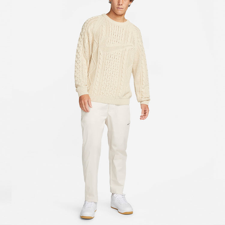 Nike Solid Color Round Neck  Knit Long Sleeves Wool Sweater Men's  Yellow DQ5177-206