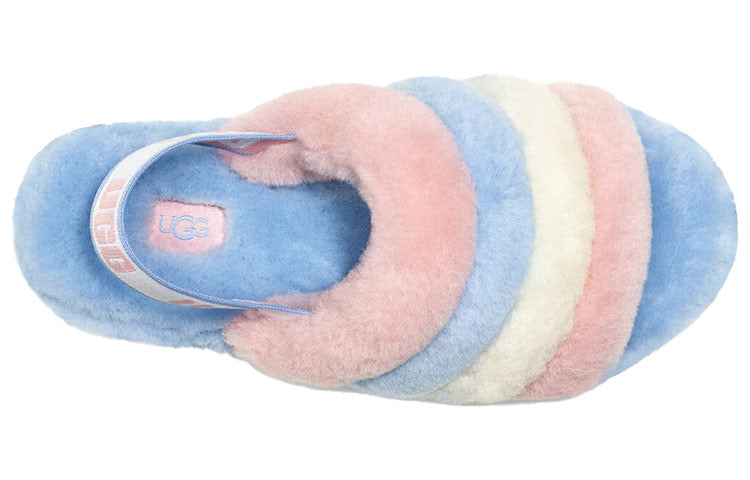 (WMNS) UGG Fluff Yeah Slide Shoe Pink Blue Stripe 1097169-PSTR