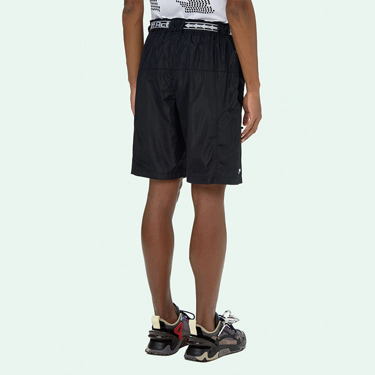 Off-White Logo Printing Belt Cargo Sports Shorts Version Black OMVH010V21FAB0011001