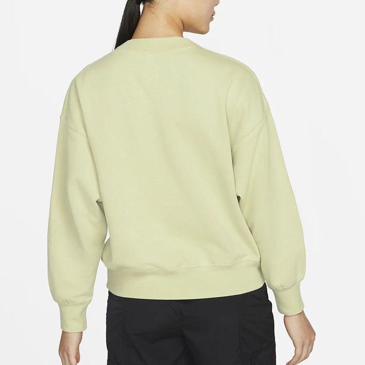 (WMNS) Air Jordan Logoo Loose Knit Round Neck Hoodie 'Olive Green Grey' DM5190-371
