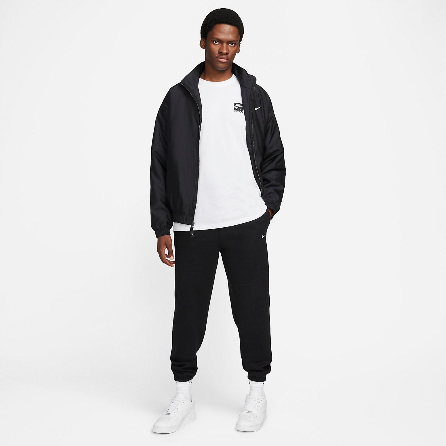 Nike Lab Solo Swoosh Satin Bomber Jacket 'Black Kumquat' DN1266-010
