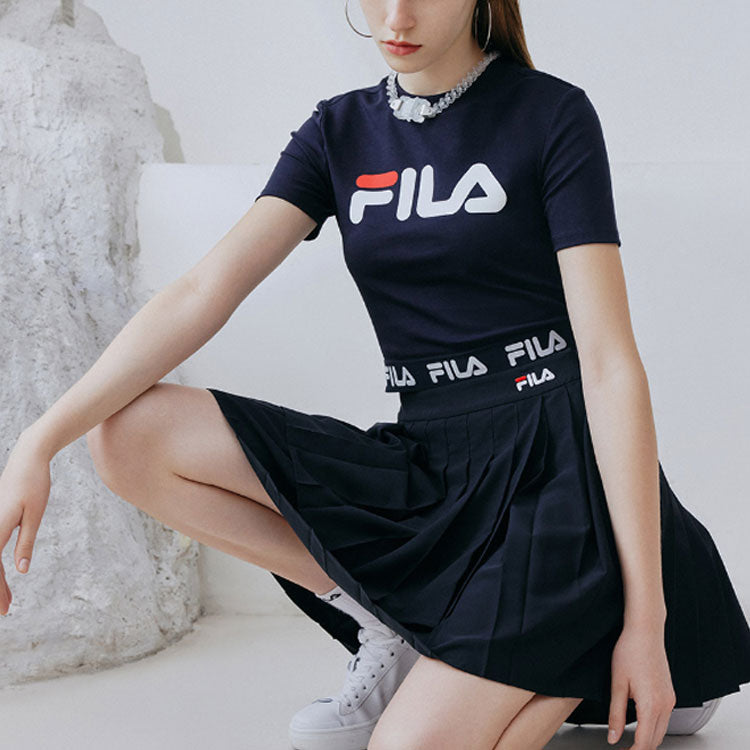 (WMNS) FILA Logo Printing Round-neck Tee Blue F11W138105F-NV