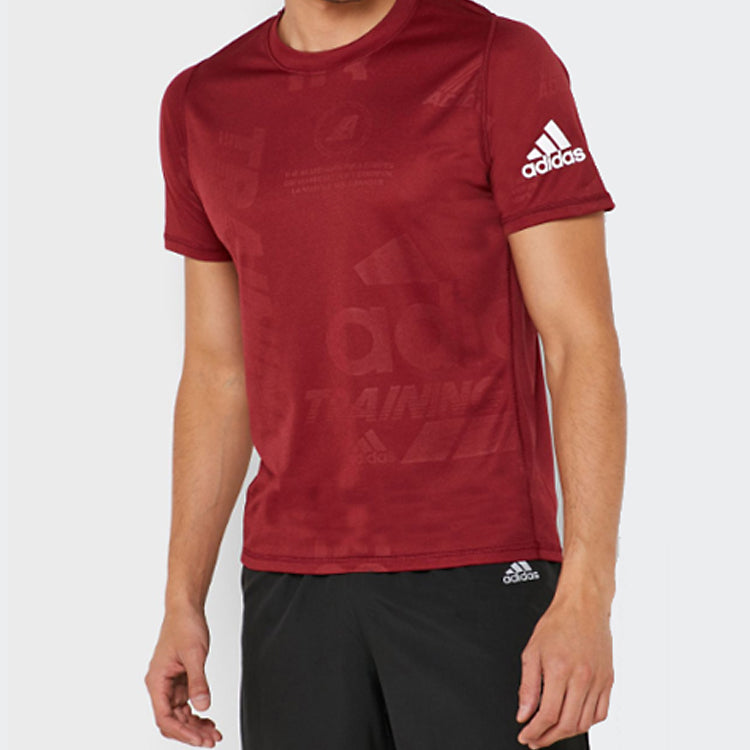 adidas Training Sports Pullover Round Neck Short Sleeve Red DZ7345