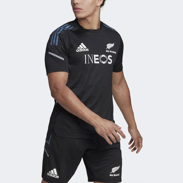 Men's adidas Printing Stripe Logo Round Neck Short Sleeve Black T-Shirt HG7301