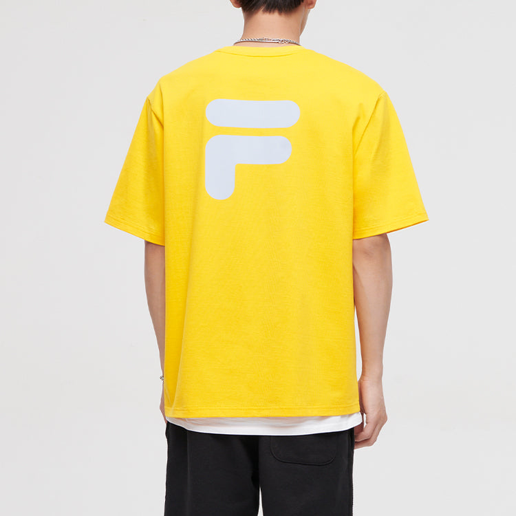 FILA FUSION Logo Printing Solid Color Loose Sports Short Sleeve Unisex Yellow T11U126110A-YE