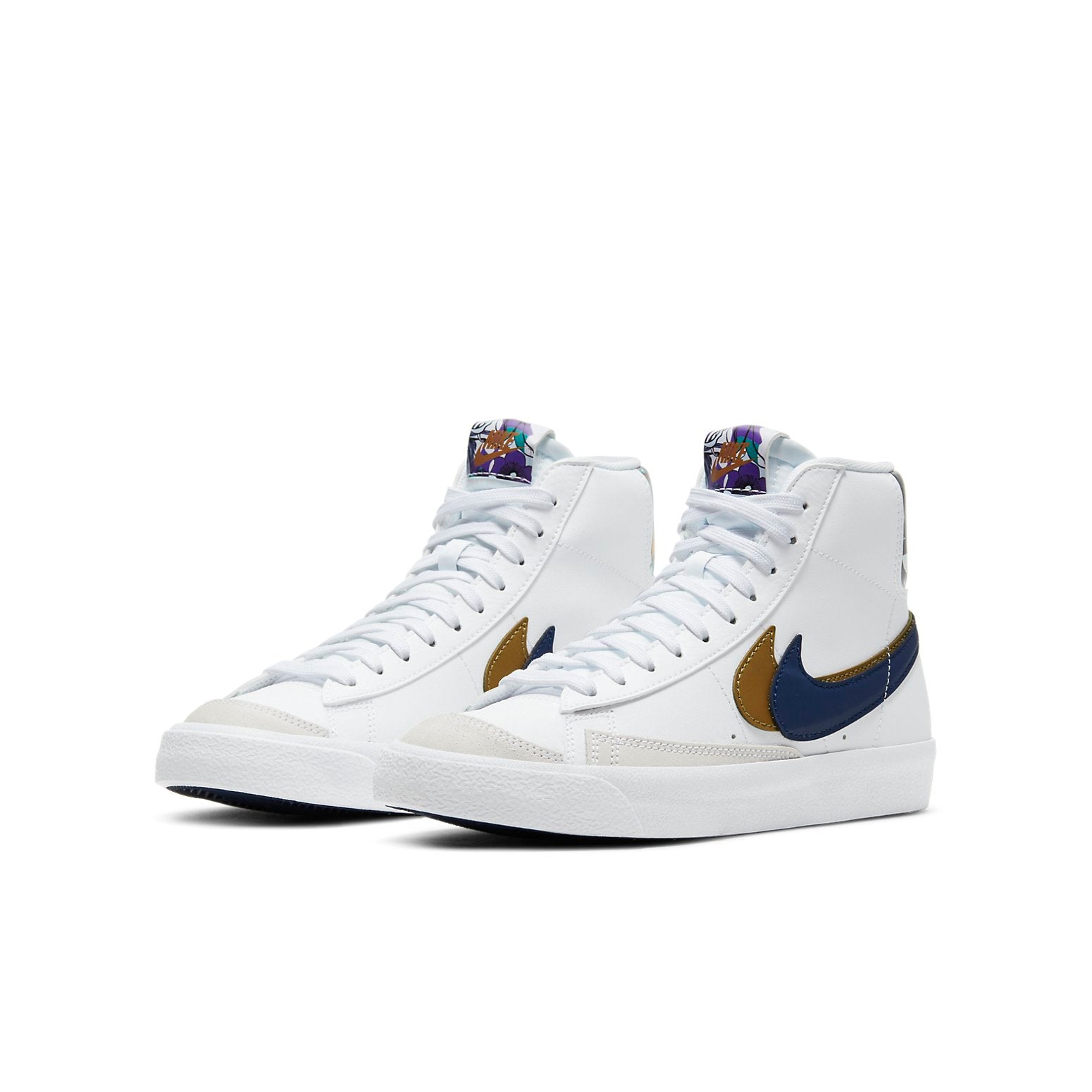 (GS) Nike Blazer Mid '77 SE 'Double Swoosh - White Gold Blue Void' DD1847-102