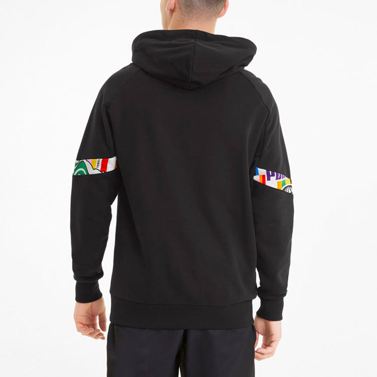 PUMA Intl Sports Stitching Printed Hooded Sweatshirt Black 531330-01