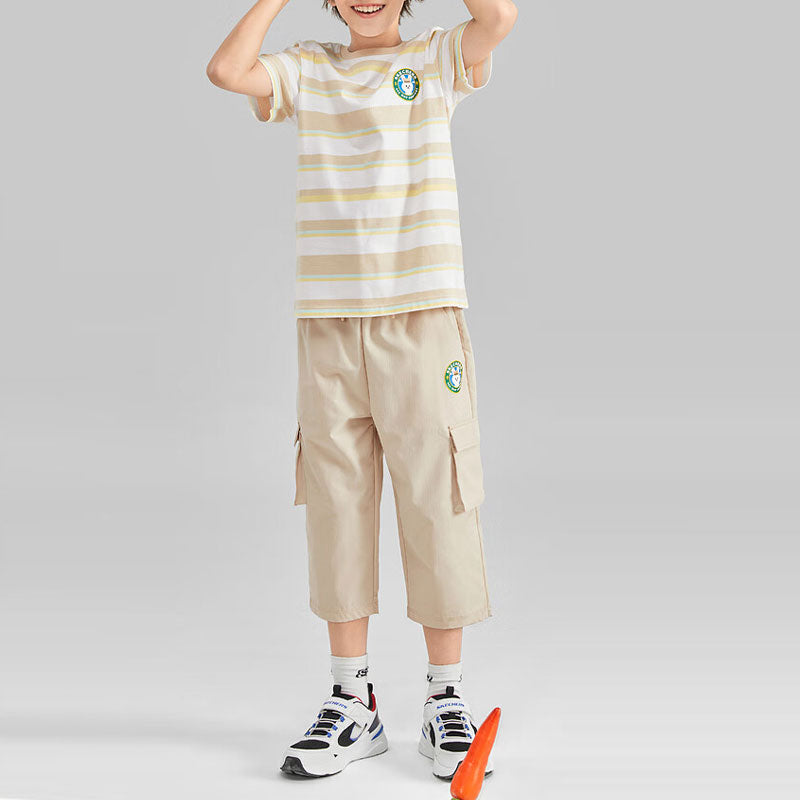 (GS) Skechers Stripe Graphic T-Shirt 'White Green Beige' L223K047-036U