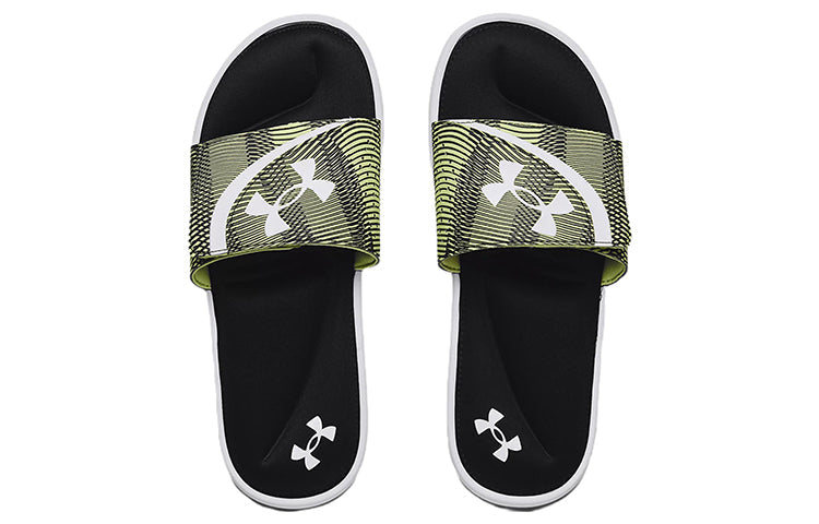 Under Armour Ignite 6 Graphic Strap Slide Sandals 'Black Green' 3024450-008