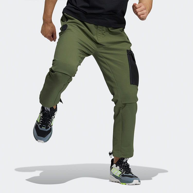 Men's adidas Gwall Pants Logo Contrasting Colors Pocket Sports Pants/Trousers/Joggers Green H23099