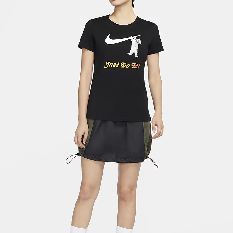 (WMNS) Nike Slogan logo Solid Color Training Black DA2481-010