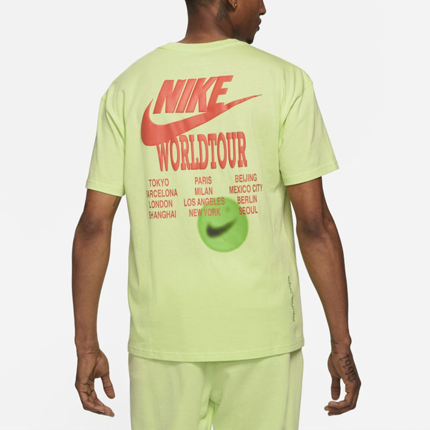 Nike Back Printing Embroidered Logo Sports Round Neck Short Sleeve Green DA0990-383