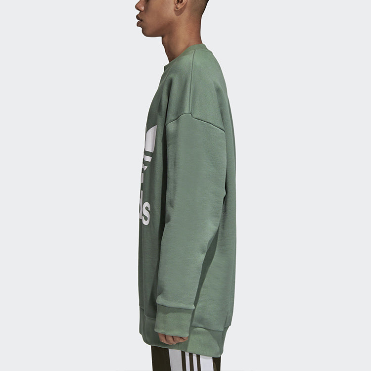 adidas originals Tref Over Crew Loose Casual Round Neck Pullover Green DH5770