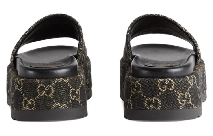(WMNS) Gucci GG Lame Platform Slide Sandal 'Black' 623212-UN300-1289