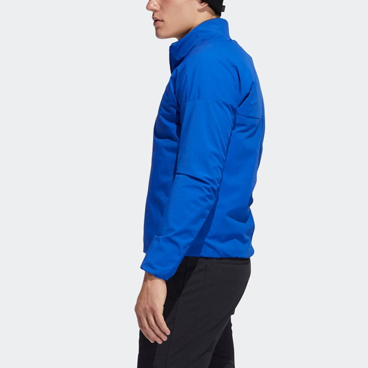 Men's adidas Solid Color Zipper Stand Collar Jacket Blue FS6952