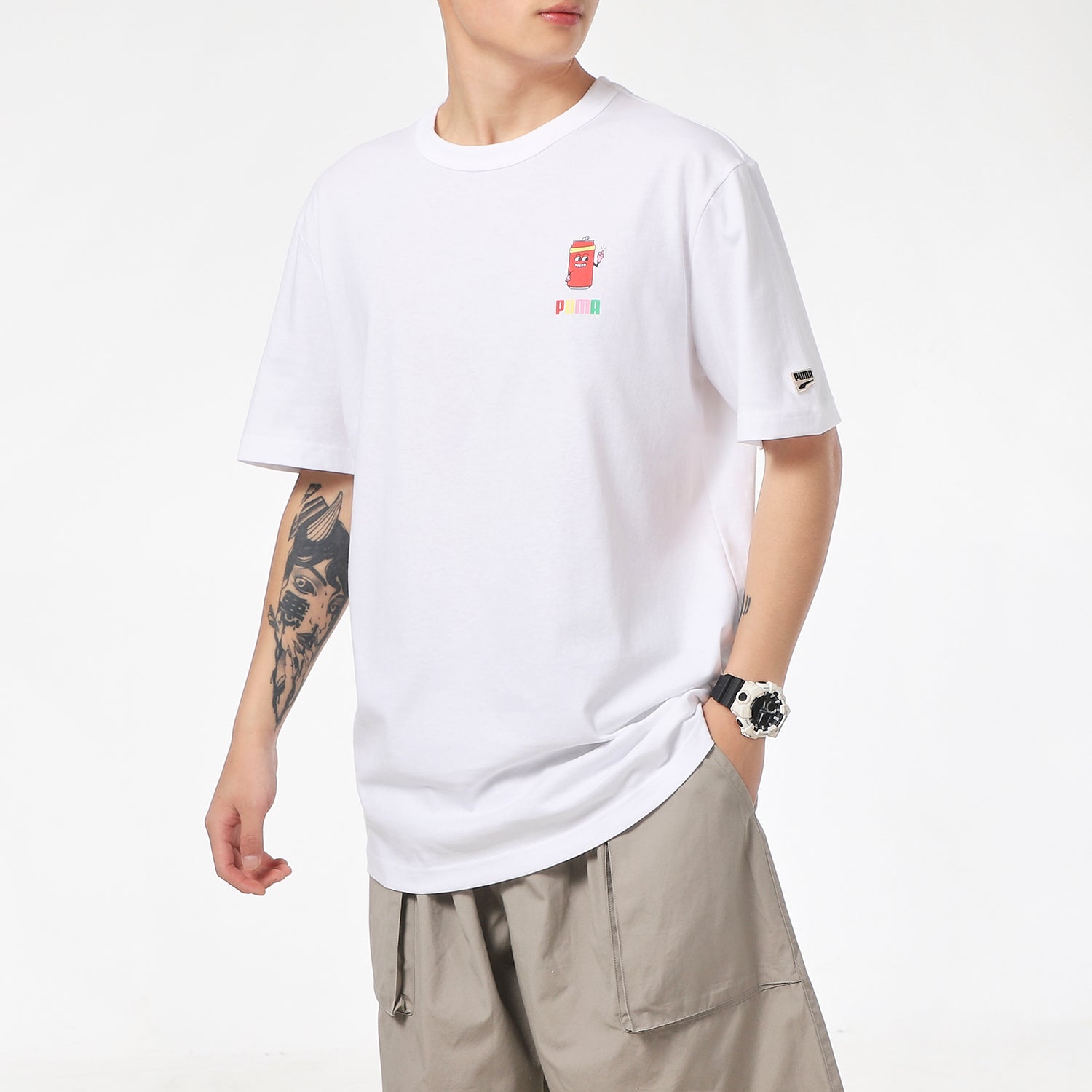PUMA Sports Alphabet Printing Round Neck Short Sleeve White 531335-52