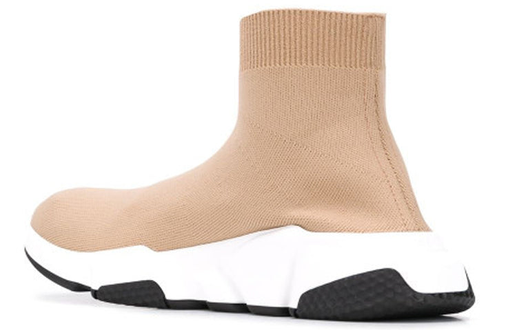 Balenciaga Speed Graffiti Sneakers 'Beige Knit with White and Black Graffiti Sole Unit' 605942W2DB79791