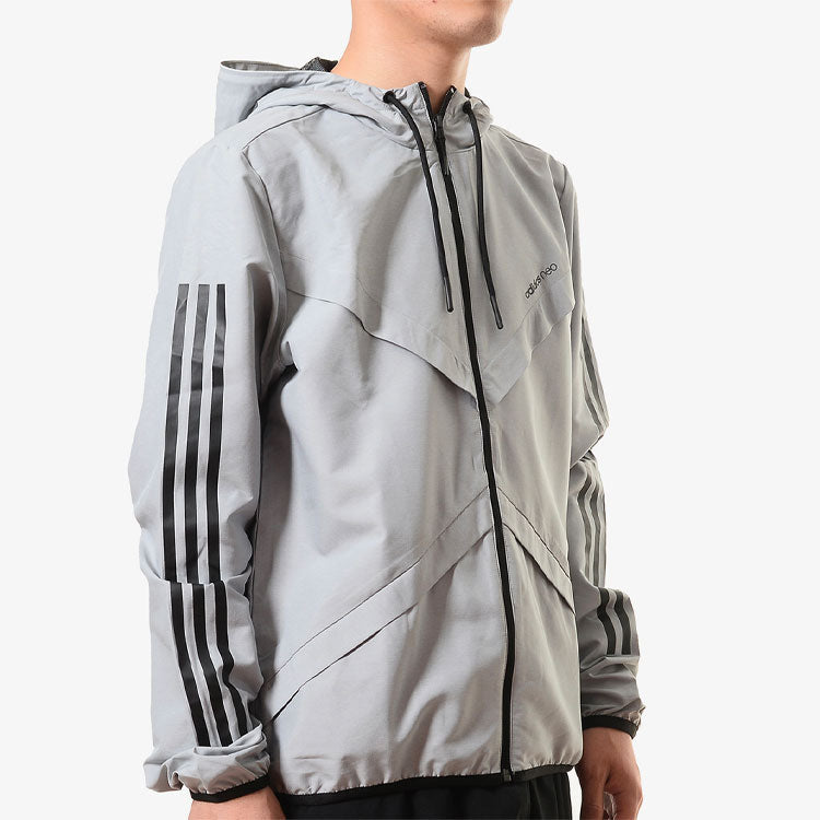 adidas neo Casual Sports hooded Woven Windproof Jacket Gray DX9716