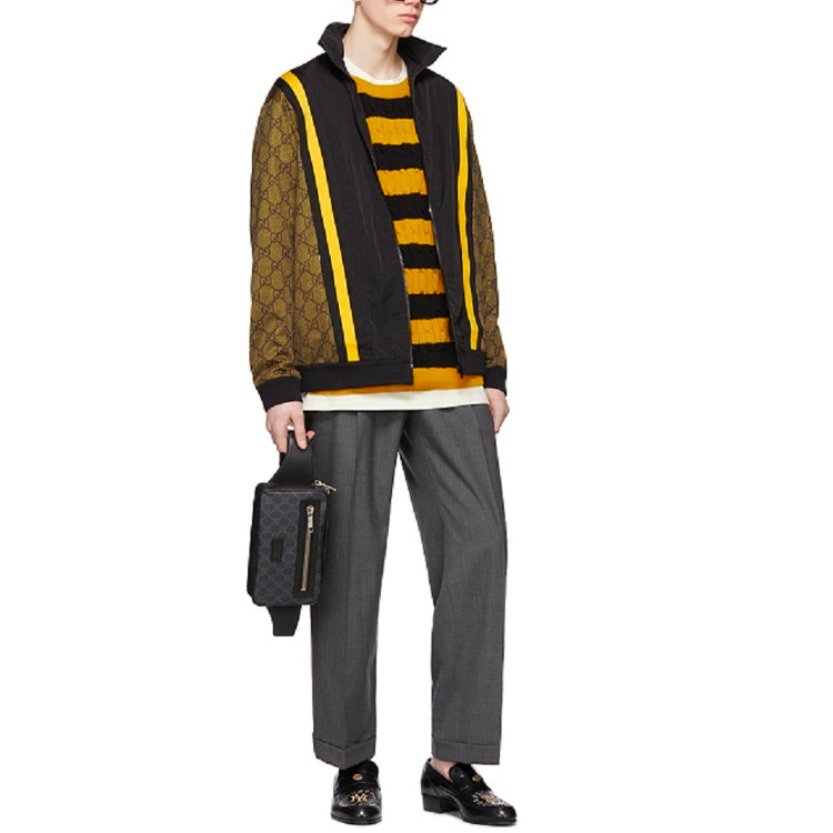 Gucci Double G Printing Sports Jacket Coat Male Yellow 545533-XJAC8-2082