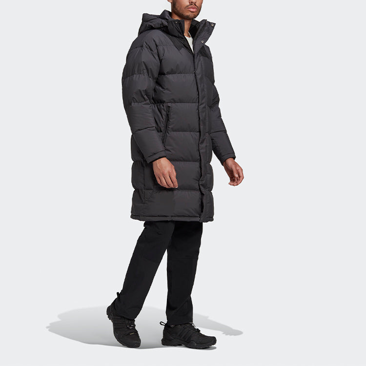 adidas protection against cold Stay Warm hooded mid-length Down Jacket Black GF0075