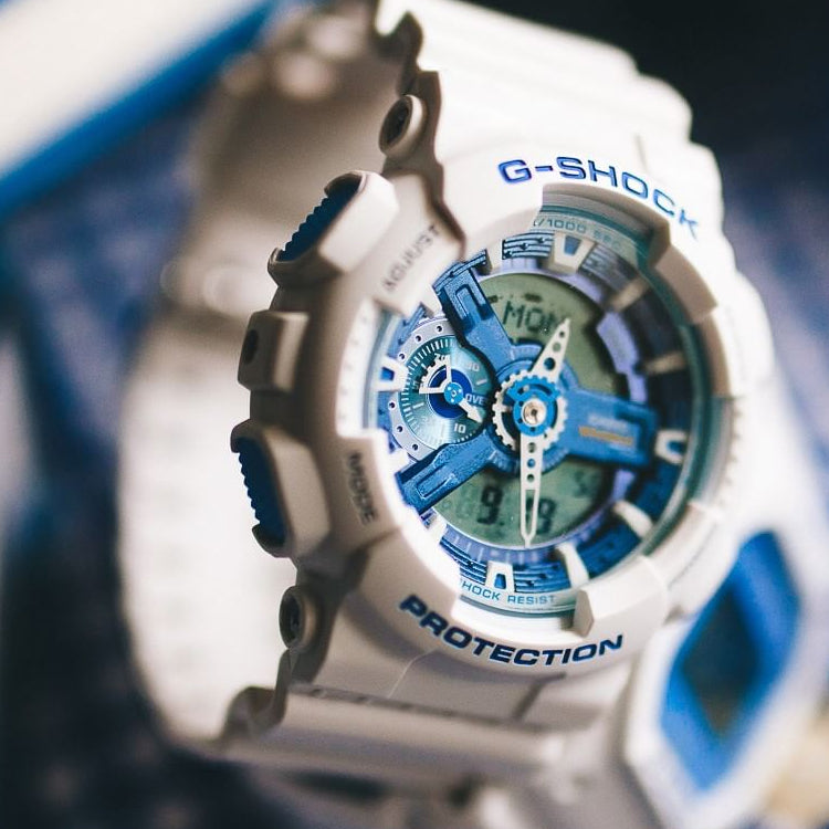 CASIO G-Shock Analog-Digital 'White Blue' GA-110WB-7A