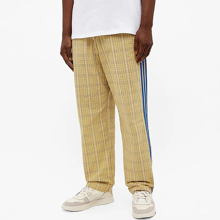 adidas originals Mw Tp Contrasting Colors Plaid Straight Loose Sports Pants Beige GN3797