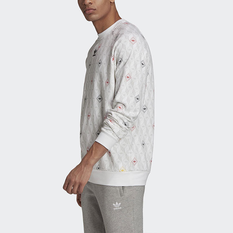 adidas originals Version Logo Printing Casual Sports Round Neck Pullover Long Sleeves White GD5843