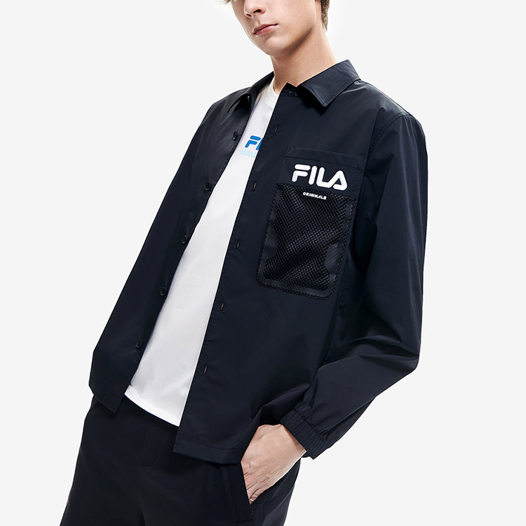 Men's FILA Alphabet Logo Athleisure Casual Sports Jacket Black F11M229402F-BK