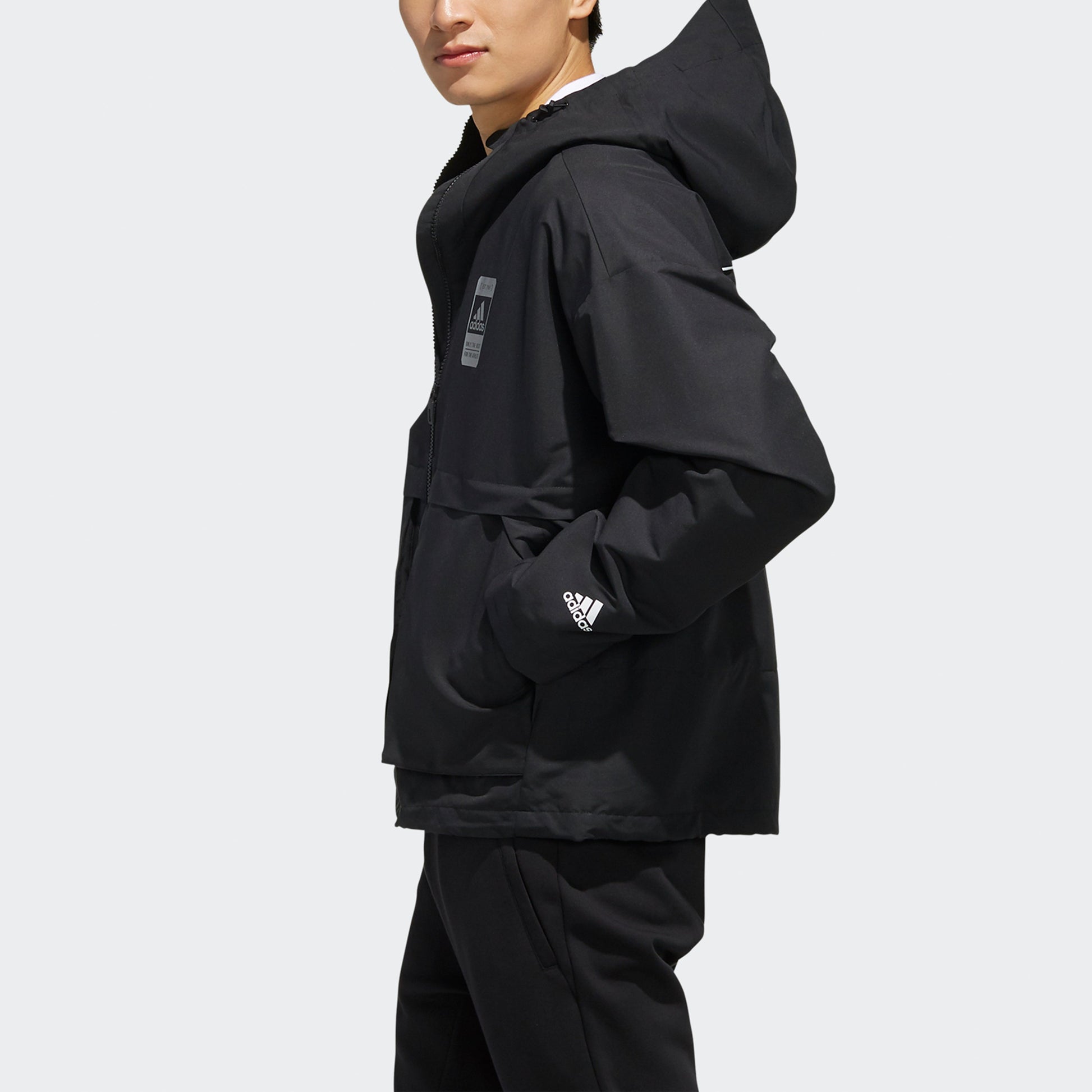 adidas Logo Loose hooded Long Sleeves Jacket Black FJ0181