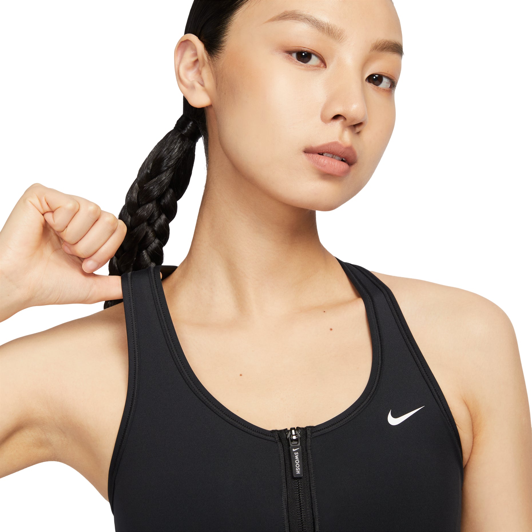 (WMNS) Nike Swoosh Front Zip Medium-Support Padded Sports Bra Asia Sizing 'Black' FN2732-010