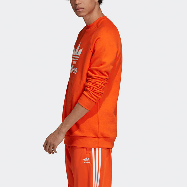 adidas originals Chest Logo Athleisure Casual Sports Round Neck Orange Yellow ED5947