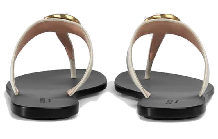 (WMNS) Gucci Thong Sandal With Double G 'White Leather' 497444-A3N00-9022