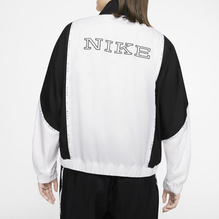 (WMNS) Nike Sportswear Full-length zipper Cardigan Splicing Contrasting Colors Woven Jacket White CJ3686-100