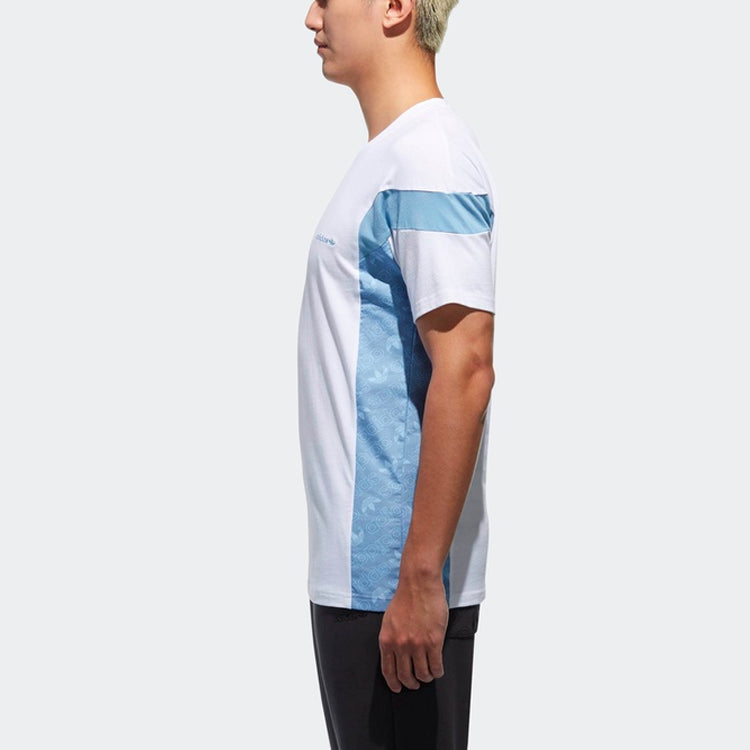 adidas originals Logo Printing Splicing Sports Short Sleeve White CW5183