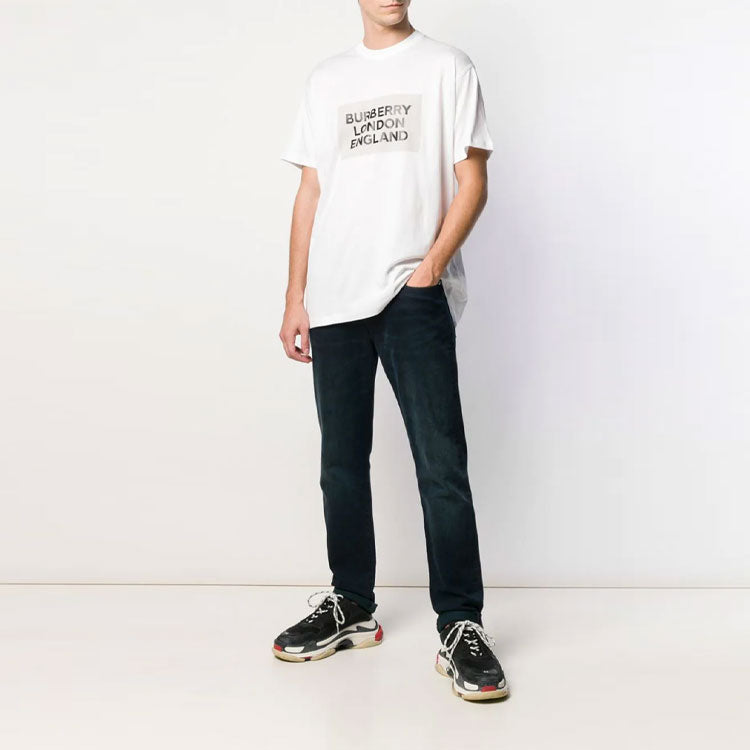 Men's Burberry Casual Alphabet Printing Short Sleeve White 45587651