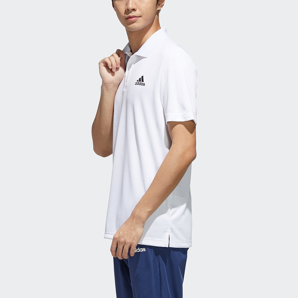 adidas MENS D2M Training Short Sleeve Polo Shirt White GL0484