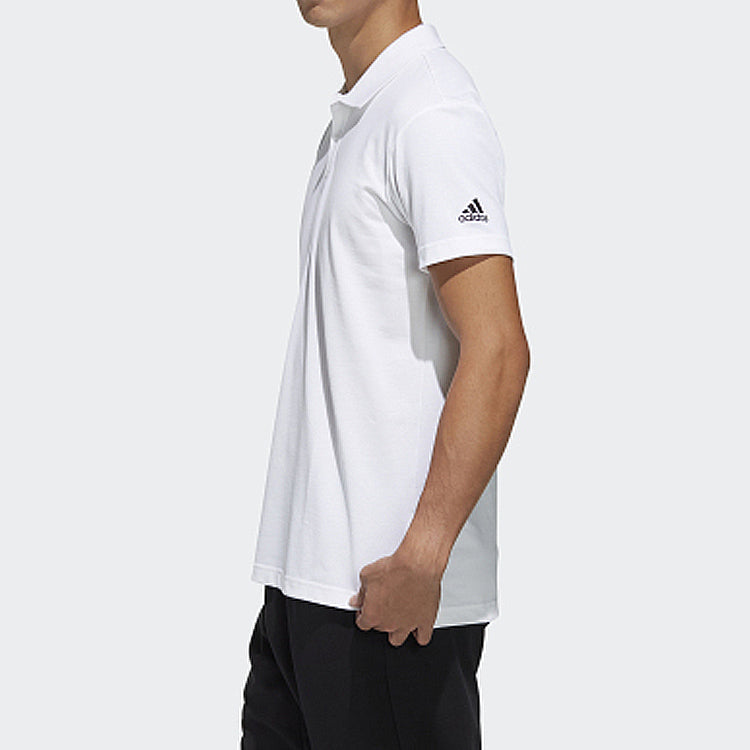 adidas M Mh Bsc Polo Solid Color Casual Sports Short Sleeve Polo Shirt Asia Edition White FM5421