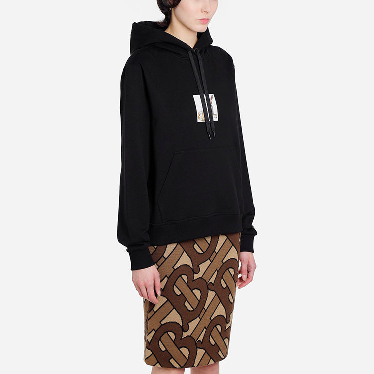 (WMNS) Burberry Deer Print Cotton Oversized Hoodie Black 8024655