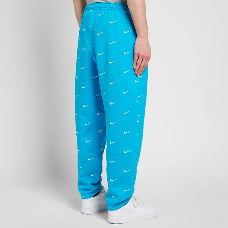 Men's Nike NRG Swoosh Logo Full Print Straight Sports Pants/Trousers/Joggers Blue CJ8905-487