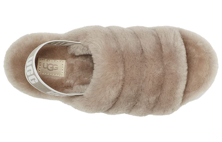 (WMNS) UGG Fluff Yeah Slide Thick Sole Shoe light grey 1095119-GOA
