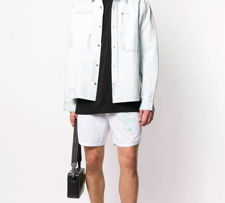 Men's Off-White Mesh Shorts White OMCI005R201010060145
